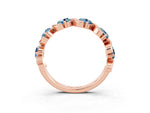 Round Aquamarine Half Eternity Band in Rose gold with Wave Prong Setting_3