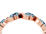 Round Aquamarine Half Eternity Band in Rose gold with Wave Prong Setting_4