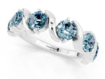 Round Aquamarine Half Eternity Band in Silver with Wave Prong Setting_1