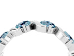 Round Aquamarine Half Eternity Band in Silver with Wave Prong Setting_4