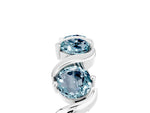 Round Aquamarine Half Eternity Band in Silver with Wave Prong Setting_5