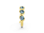 Round Aquamarine Half Eternity Band in Yellow gold with Wave Prong Setting_2