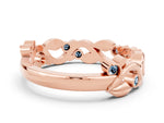 Round Aquamarine Leaf Motif Eternity Band in Rose gold with Bezel Setting