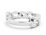 Round Aquamarine Leaf Motif Eternity Band in Silver with Bezel Setting