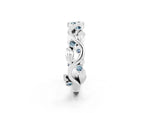 Round Aquamarine Leaf Motif Eternity Band in White gold with Bezel Setting_2