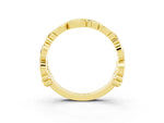 Round Aquamarine Leaf Motif Eternity Band in Yellow gold with Bezel Setting_3