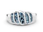 Round Aquamarine Multi-Row Crossover Band in Silver with Polished Curves