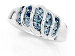 Round Aquamarine Multi-Row Crossover Band in Silver with Polished Curves_1