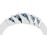 Round Aquamarine Multi-Row Crossover Band in Silver with Polished Curves_4
