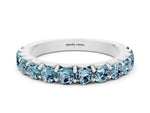 Round Aquamarine Polished Half Eternity Band in Silver with Classic Prong Setting