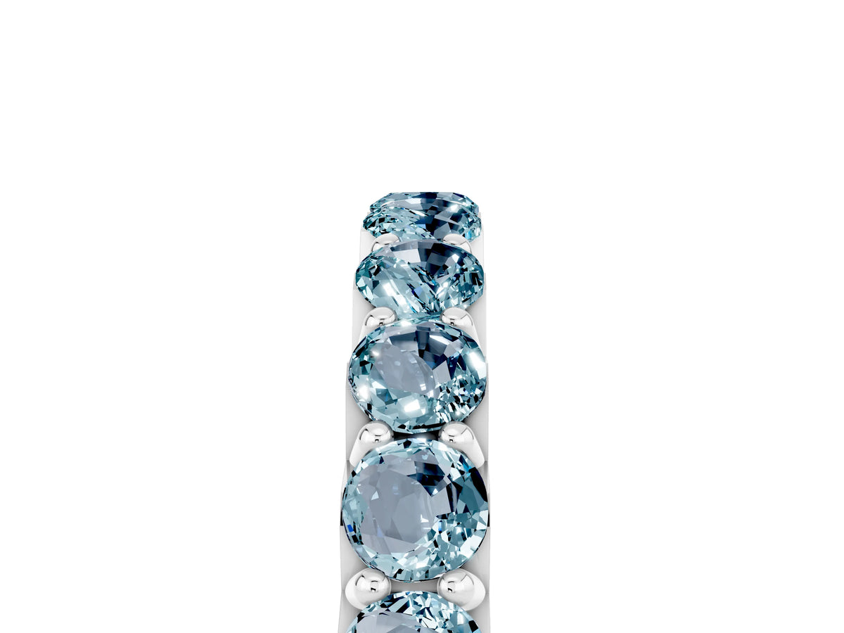 Round Aquamarine Polished Half Eternity Band in White gold with Classic Prong Setting_5