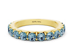 Round Aquamarine Polished Half Eternity Band in Yellow gold with Classic Prong Setting