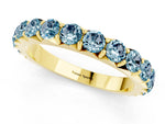 Round Aquamarine Polished Half Eternity Band in Yellow gold with Classic Prong Setting_1