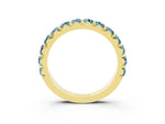 Round Aquamarine Polished Half Eternity Band in Yellow gold with Classic Prong Setting_3