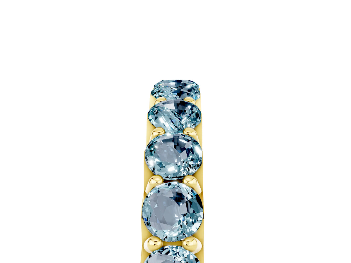 Round Aquamarine Polished Half Eternity Band in Yellow gold with Classic Prong Setting_5
