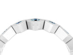 Round Aquamarine Square Bezel Chevron Band in Platinum with Milgrain Detailing_4