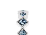 Round Aquamarine Square Bezel Chevron Band in Platinum with Milgrain Detailing_5