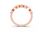 Round Aquamarine Square Bezel Chevron Band in Rose gold with Milgrain Detailing_3