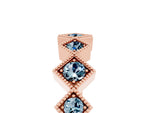 Round Aquamarine Square Bezel Chevron Band in Rose gold with Milgrain Detailing_5