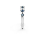 Round Aquamarine Square Bezel Chevron Band in Silver with Milgrain Detailing_2