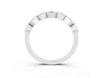 Round Aquamarine Square Bezel Chevron Band in Silver with Milgrain Detailing_3