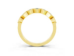 Round Aquamarine Square Bezel Chevron Band in Yellow gold with Milgrain Detailing_3