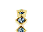 Round Aquamarine Square Bezel Chevron Band in Yellow gold with Milgrain Detailing_5