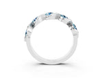 Round Aquamarine Wave Band in White gold with Channel Setting and Shared Prongs_3