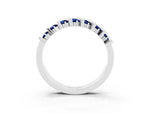 Round Blue Sapphire Anniversary Band in White gold with Channel Setting and Vertical Prongs_3