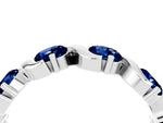 Round Blue Sapphire Half Eternity Band in Platinum with Wave Prong Setting_4