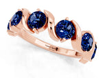 Round Blue Sapphire Half Eternity Band in Rose gold with Wave Prong Setting_1