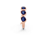 Round Blue Sapphire Half Eternity Band in Rose gold with Wave Prong Setting_2
