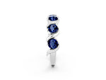 Round Blue Sapphire Half Eternity Band in Silver with Wave Prong Setting_2