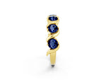 Round Blue Sapphire Half Eternity Band in Yellow gold with Wave Prong Setting_2
