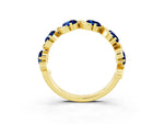 Round Blue Sapphire Half Eternity Band in Yellow gold with Wave Prong Setting_3