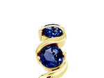Round Blue Sapphire Half Eternity Band in Yellow gold with Wave Prong Setting_5