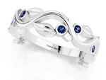 Round Blue Sapphire Leaf Motif Eternity Band in Platinum with Bezel Setting_1