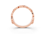 Round Blue Sapphire Leaf Motif Eternity Band in Rose gold with Bezel Setting_3