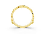 Round Blue Sapphire Leaf Motif Eternity Band in Yellow gold with Bezel Setting_3