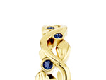 Round Blue Sapphire Leaf Motif Eternity Band in Yellow gold with Bezel Setting_5