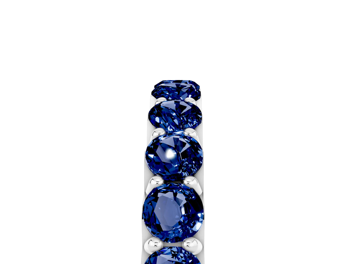 Round Blue Sapphire Polished Half Eternity Band in Platinum with Classic Prong Setting_5