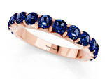 Round Blue Sapphire Polished Half Eternity Band in Rose gold with Classic Prong Setting_1