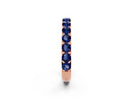 Round Blue Sapphire Polished Half Eternity Band in Rose gold with Classic Prong Setting_2