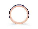 Round Blue Sapphire Polished Half Eternity Band in Rose gold with Classic Prong Setting_3