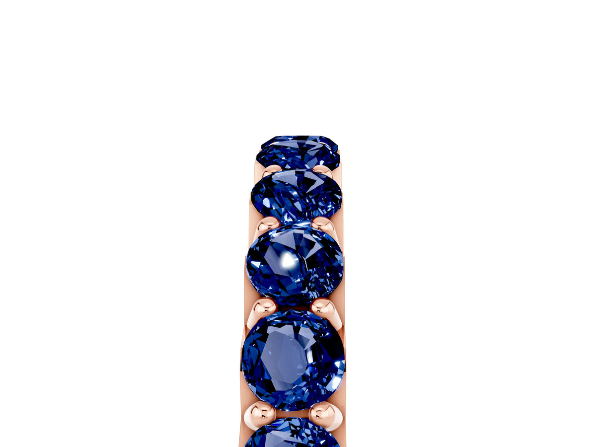 Round Blue Sapphire Polished Half Eternity Band in Rose gold with Classic Prong Setting_5