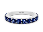 Round Blue Sapphire Polished Half Eternity Band in White gold with Classic Prong Setting