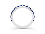 Round Blue Sapphire Polished Half Eternity Band in White gold with Classic Prong Setting_3