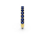 Round Blue Sapphire Polished Half Eternity Band in Yellow gold with Classic Prong Setting_2