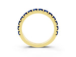 Round Blue Sapphire Polished Half Eternity Band in Yellow gold with Classic Prong Setting_3