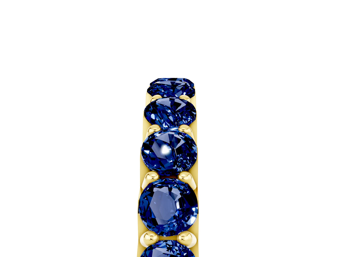 Round Blue Sapphire Polished Half Eternity Band in Yellow gold with Classic Prong Setting_5